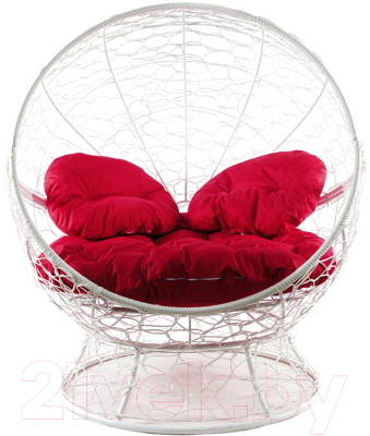 Кресло садовое M-Group Апельсин / 11520106 (белый ротанг/красная подушка)