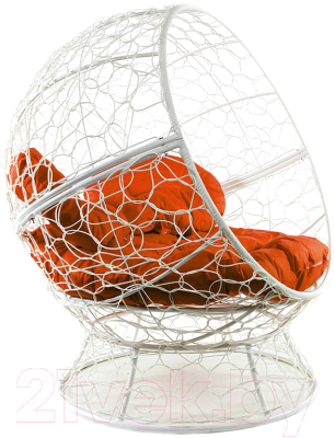 Кресло садовое M-Group Апельсин / 11520107 (белый ротанг/оранжевая подушка)