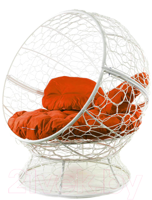 Кресло садовое M-Group Апельсин / 11520107 (белый ротанг/оранжевая подушка)
