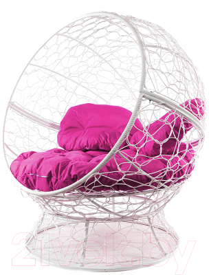 Кресло садовое M-Group Апельсин / 11520108 (белый ротанг/розовая подушка)
