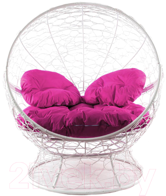 Кресло садовое M-Group Апельсин / 11520108 (белый ротанг/розовая подушка)