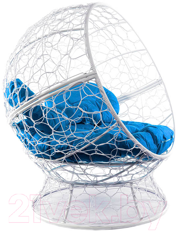 Кресло садовое M-Group Апельсин / 11520110 (белый ротанг/синяя подушка) — фото 1