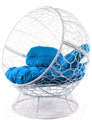 Кресло садовое M-Group Апельсин / 11520110 (белый ротанг/синяя подушка)