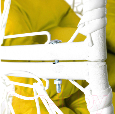 Кресло садовое M-Group Апельсин / 11520111 (белый ротанг/желтая подушка)