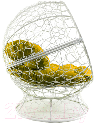 Кресло садовое M-Group Апельсин / 11520111 (белый ротанг/желтая подушка)