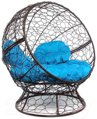 Кресло садовое M-Group Апельсин / 11520203 (коричневый ротанг/голубая подушка)