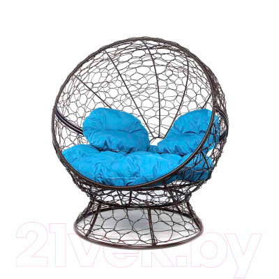 Кресло садовое M-Group Апельсин / 11520203 (коричневый ротанг/голубая подушка)