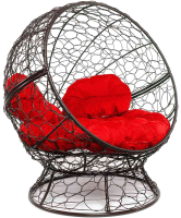 Кресло садовое M-Group Апельсин / 11520206 (коричневый ротанг/красная подушка) - 