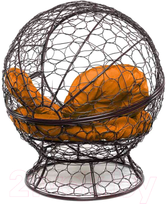 Кресло садовое M-Group Апельсин / 11520207 (коричневый ротанг/оранжевая подушка)