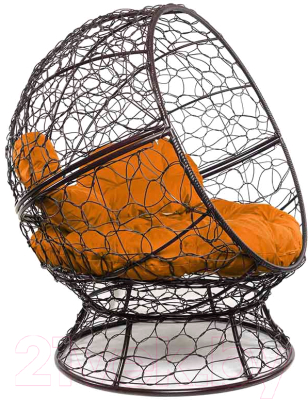 Кресло садовое M-Group Апельсин / 11520207 (коричневый ротанг/оранжевая подушка)