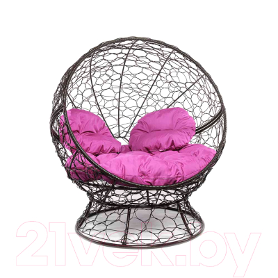 Кресло садовое M-Group Апельсин / 11520208 (коричневый ротанг/розовая подушка)
