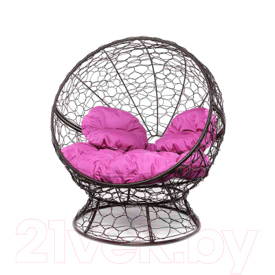 Кресло садовое M-Group Апельсин / 11520208 (коричневый ротанг/розовая подушка)