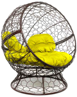Кресло садовое M-Group Апельсин / 11520211 (коричневый ротанг/желтая подушка) - 