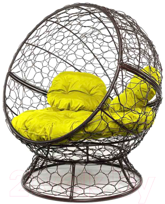 Кресло садовое M-Group Апельсин / 11520211 (коричневый ротанг/желтая подушка)