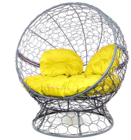 Кресло садовое M-Group Апельсин / 11520311 (серый ротанг/желтая подушка) - 