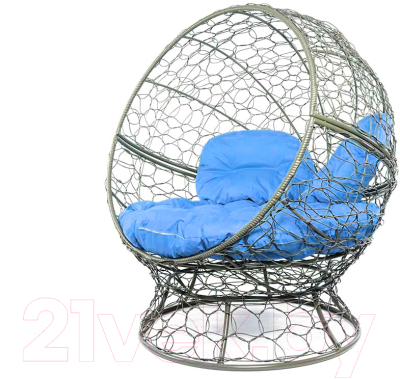 Кресло садовое M-Group Апельсин / 11520310 (серый ротанг/синяя подушка)
