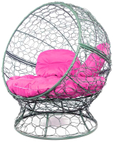 Кресло садовое M-Group Апельсин / 11520308 (серый ротанг/розовая подушка) - 
