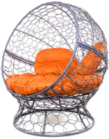 Кресло садовое M-Group Апельсин / 11520307 (серый ротанг/оранжевая подушка) - 