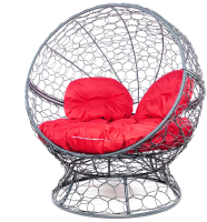 Кресло садовое M-Group Апельсин / 11520306 (серый ротанг/красная подушка) - 