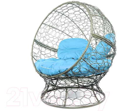 Кресло садовое M-Group Апельсин / 11520303 (серый ротанг/голубая подушка)
