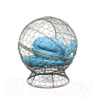 Кресло садовое M-Group Апельсин / 11520303 (серый ротанг/голубая подушка)