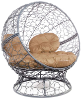 Кресло садовое M-Group Апельсин / 11520301 (серый ротанг/бежевая подушка) - 