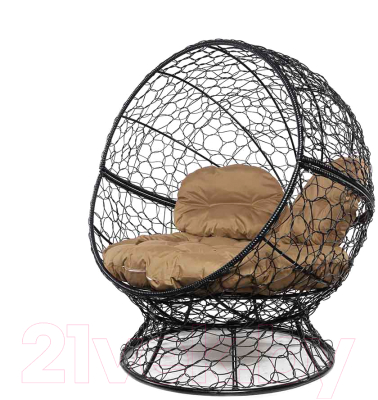 Кресло садовое M-Group Апельсин / 11520401 (черный ротанг/бежевая подушка)