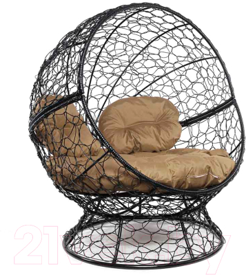 Кресло садовое M-Group Апельсин / 11520401 (черный ротанг/бежевая подушка)