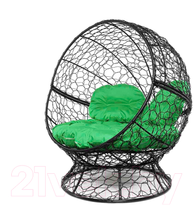 Кресло садовое M-Group Апельсин / 11520404 (черный ротанг/зеленая подушка)