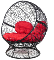 Кресло садовое M-Group Апельсин / 11520406 (черный ротанг/красная подушка) - 