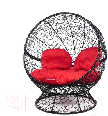 Кресло садовое M-Group Апельсин / 11520406 (черный ротанг/красная подушка)