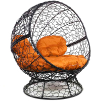 Кресло садовое M-Group Апельсин / 11520407 (черный ротанг/оранжевая подушка) - 