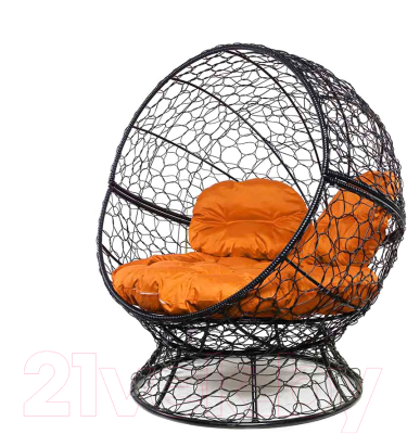 Кресло садовое M-Group Апельсин / 11520407 (черный ротанг/оранжевая подушка)