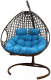Кресло подвесное M-Group Для двоих Люкс / 11510203 (коричневый ротанг/голубая подушка) - 