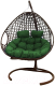 Кресло подвесное M-Group Для двоих Люкс / 11510204 (коричневый ротанг/зеленая подушка) - 