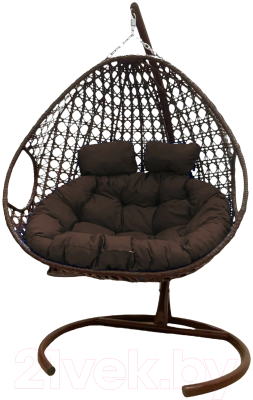 Кресло подвесное M-Group Для двоих Люкс / 11510205 (коричневый ротанг/коричневая подушка)
