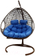 Кресло подвесное M-Group Для двоих Люкс / 11510210 (коричневый ротанг/синяя подушка) - 