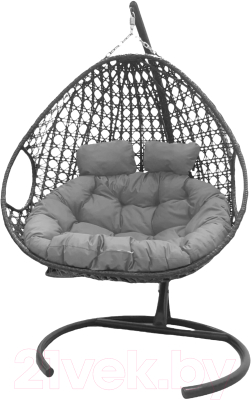 Кресло подвесное M-Group Для двоих Люкс / 11510309 (серый ротанг/серая подушка)