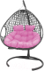 Кресло подвесное M-Group Для двоих Люкс / 11510308 (серый ротанг/розовая подушка) - 