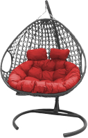 Кресло подвесное M-Group Для двоих Люкс / 11510306 (серый ротанг/красная подушка) - 