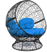 Кресло садовое M-Group Апельсин / 11520410 (черный ротанг/синяя подушка) - 
