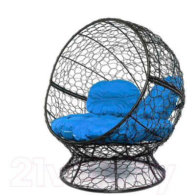 Кресло садовое M-Group Апельсин / 11520410 (черный ротанг/синяя подушка)