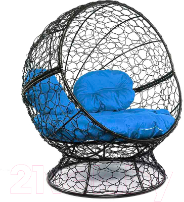 Кресло садовое M-Group Апельсин / 11520410 (черный ротанг/синяя подушка)