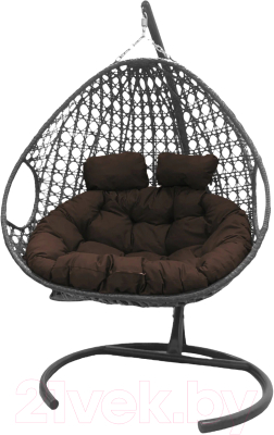 Кресло подвесное M-Group Для двоих Люкс / 11510305 (серый ротанг/коричневая подушка)