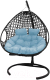 Кресло подвесное M-Group Для двоих Люкс / 11510403 (черный ротанг/голубая подушка) - 
