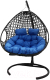 Кресло подвесное M-Group Для двоих Люкс / 11510410 (черный ротанг/синяя подушка) - 
