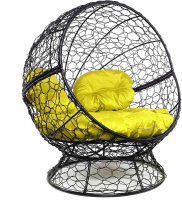 Кресло садовое M-Group Апельсин / 11520411 (черный ротанг/желтая подушка) - 