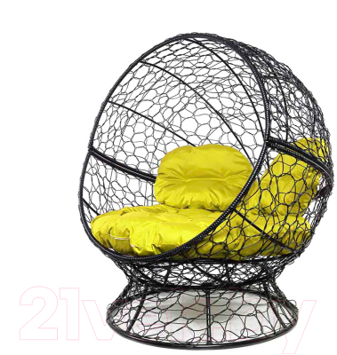 Кресло садовое M-Group Апельсин / 11520411 (черный ротанг/желтая подушка)