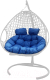 Кресло подвесное M-Group Для двоих Люкс / 11510110 (белый ротанг/синяя подушка) - 
