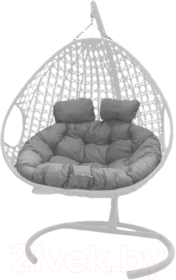 Кресло подвесное M-Group Для двоих Люкс / 11510109 (белый ротанг/серая подушка)